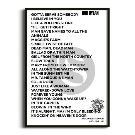 Bob Dylan London 28th June 1981 - Gig Setlist - Setlist