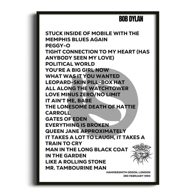 Bob Dylan London 3rd February 1990 - Gig Setlist - Setlist