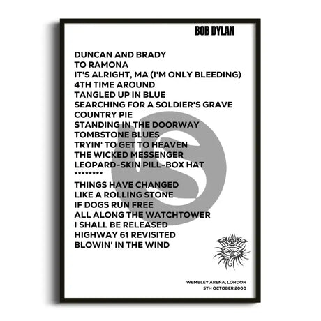 Bob Dylan London 5th October 2000 - Gig Setlist - Setlist