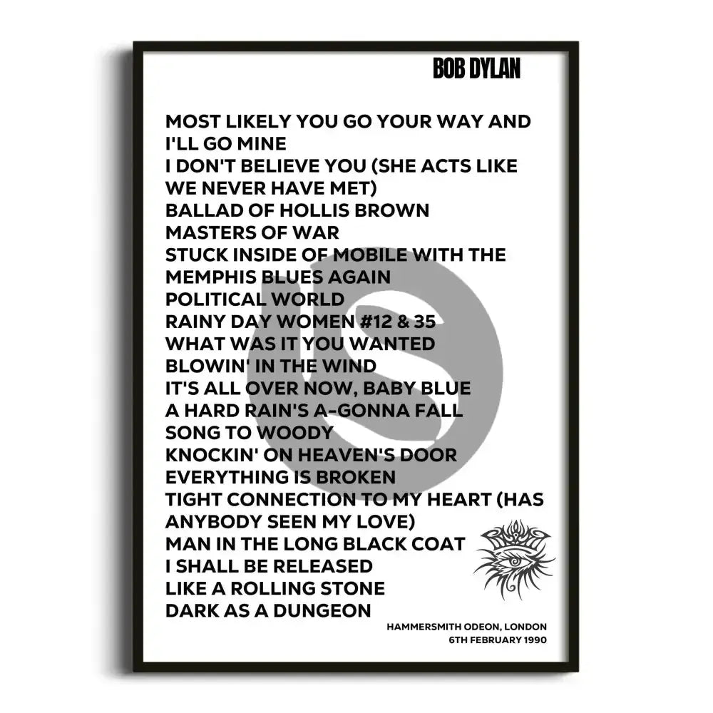 Bob Dylan London 6th February 1990 - Gig Setlist - Setlist