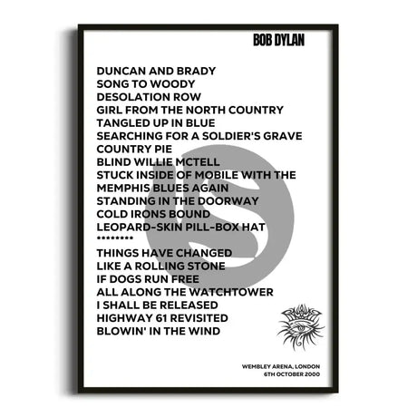 Bob Dylan London 6th October 2000 - Gig Setlist - Setlist