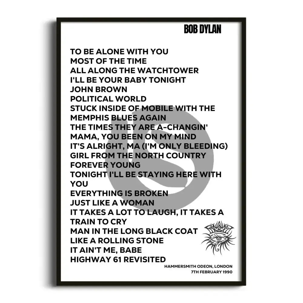 Bob Dylan London 7th February 1990 - Gig Setlist - Setlist