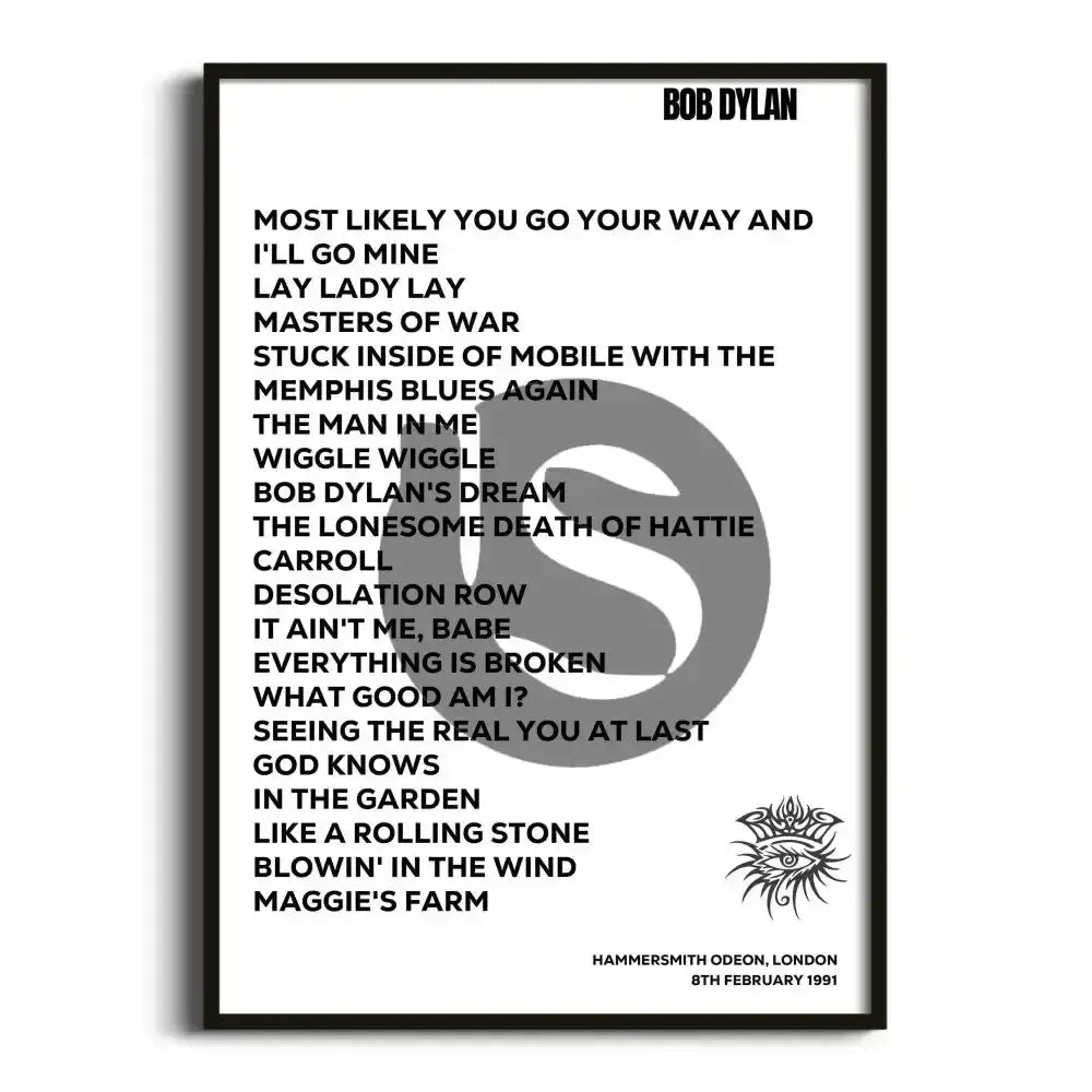 Bob Dylan London 8th February 1991 - Gig Setlist - Setlist