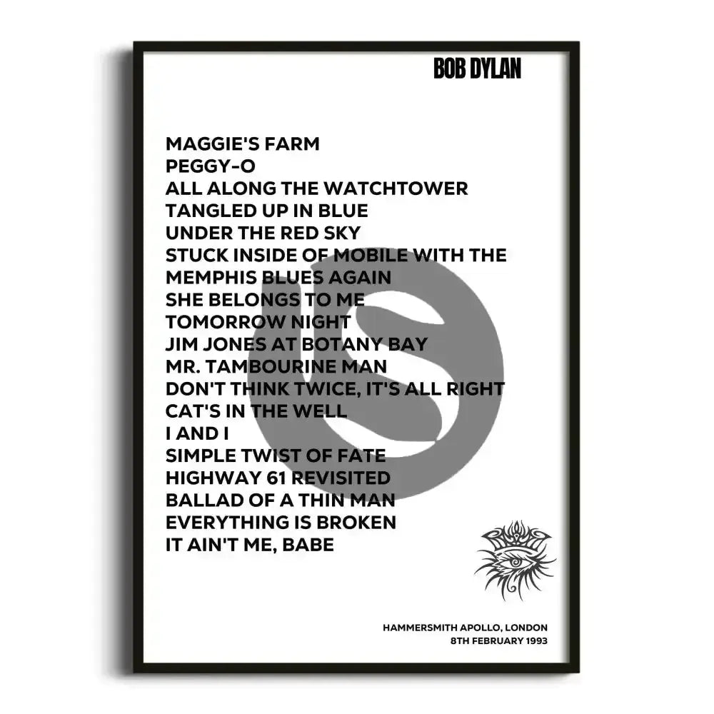 Bob Dylan London 8th February 1993 - Gig Setlist - Setlist