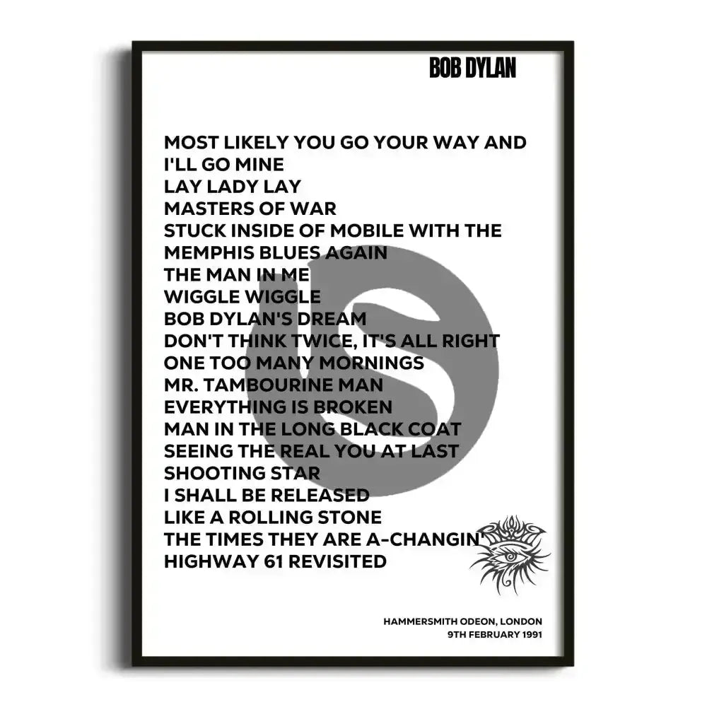 Bob Dylan London 9th February 1991 - Gig Setlist - Setlist