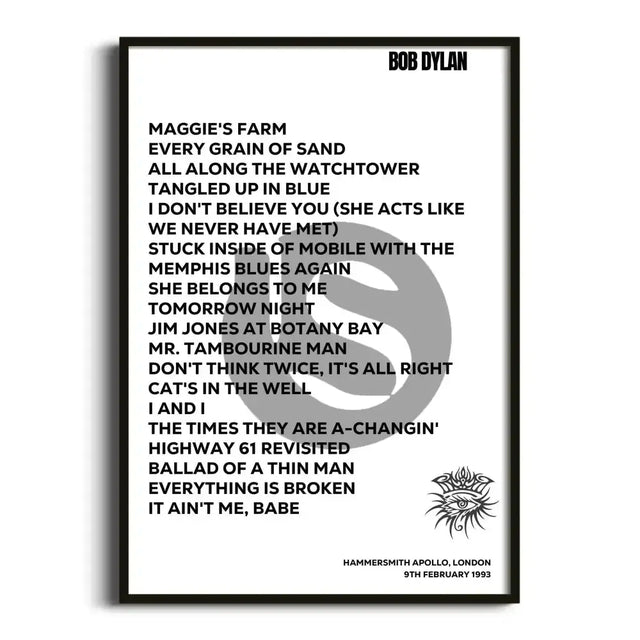 Bob Dylan London 9th February 1993 - Gig Setlist - Setlist