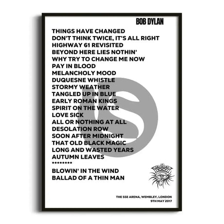 Bob Dylan London 9th May 2017 - Gig Setlist - Setlist