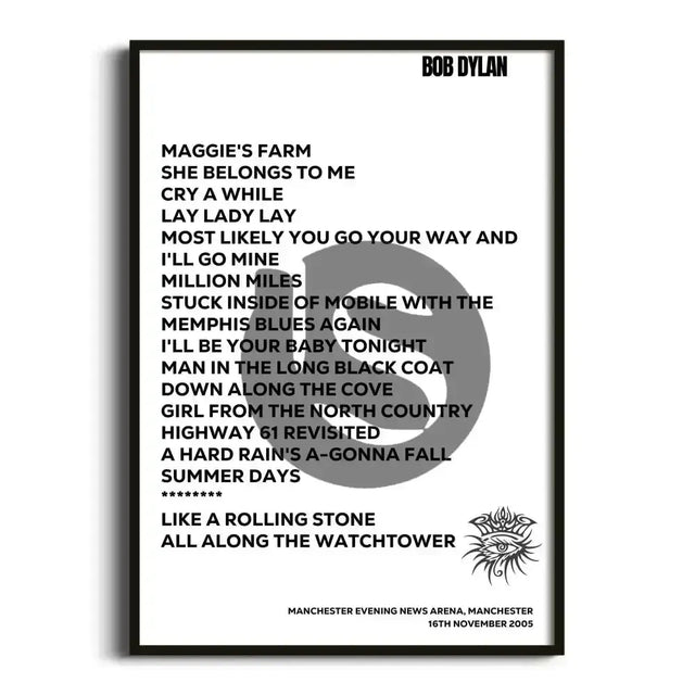 Bob Dylan Manchester 16th November 2005 - Gig Setlist - Setlist