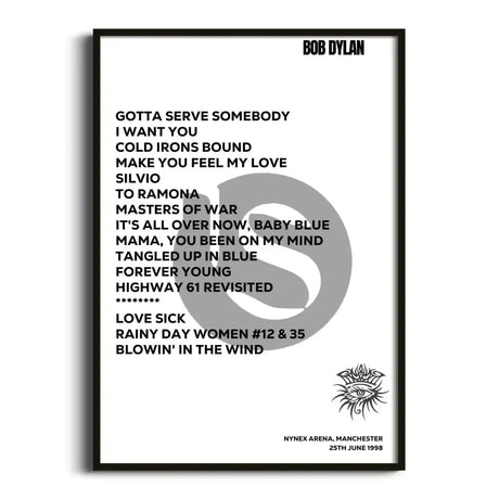 Bob Dylan Manchester 25th June 1998 - Gig Setlist - Setlist