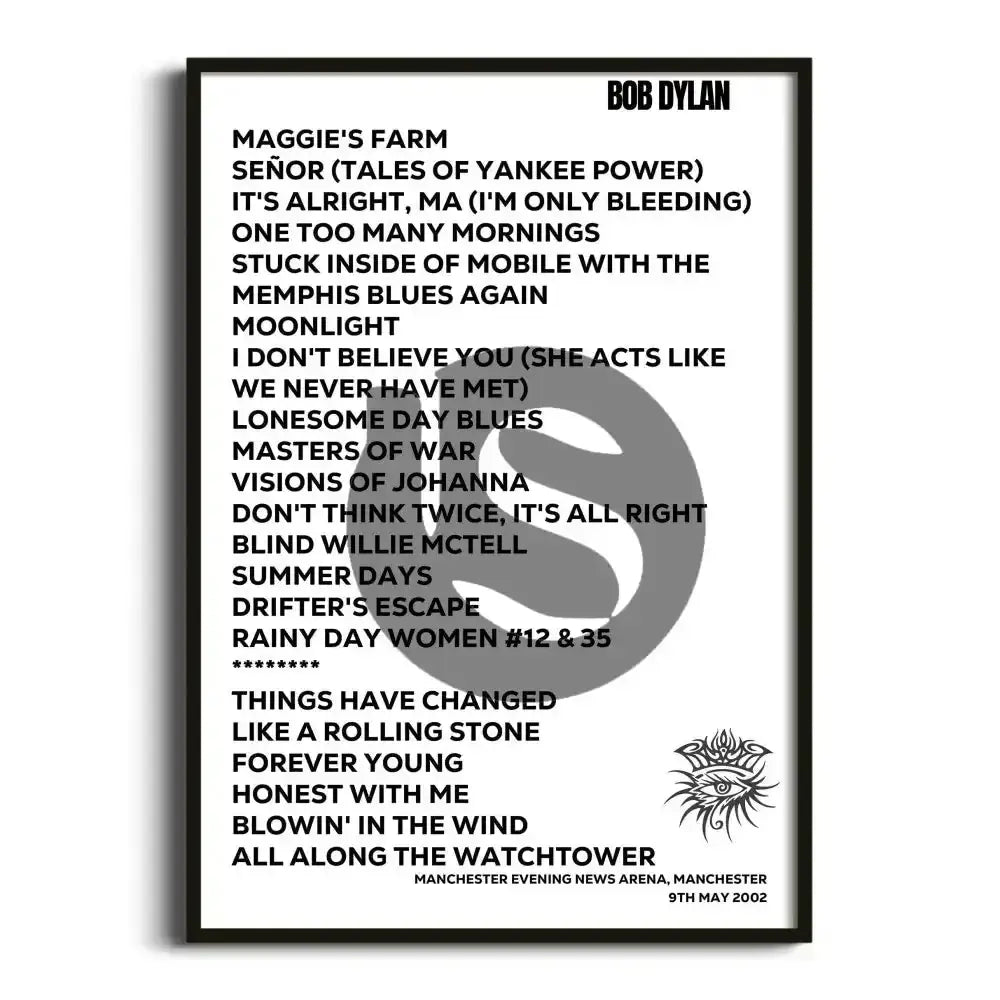 Bob Dylan Manchester 9th May 2002 - Gig Setlist - Setlist