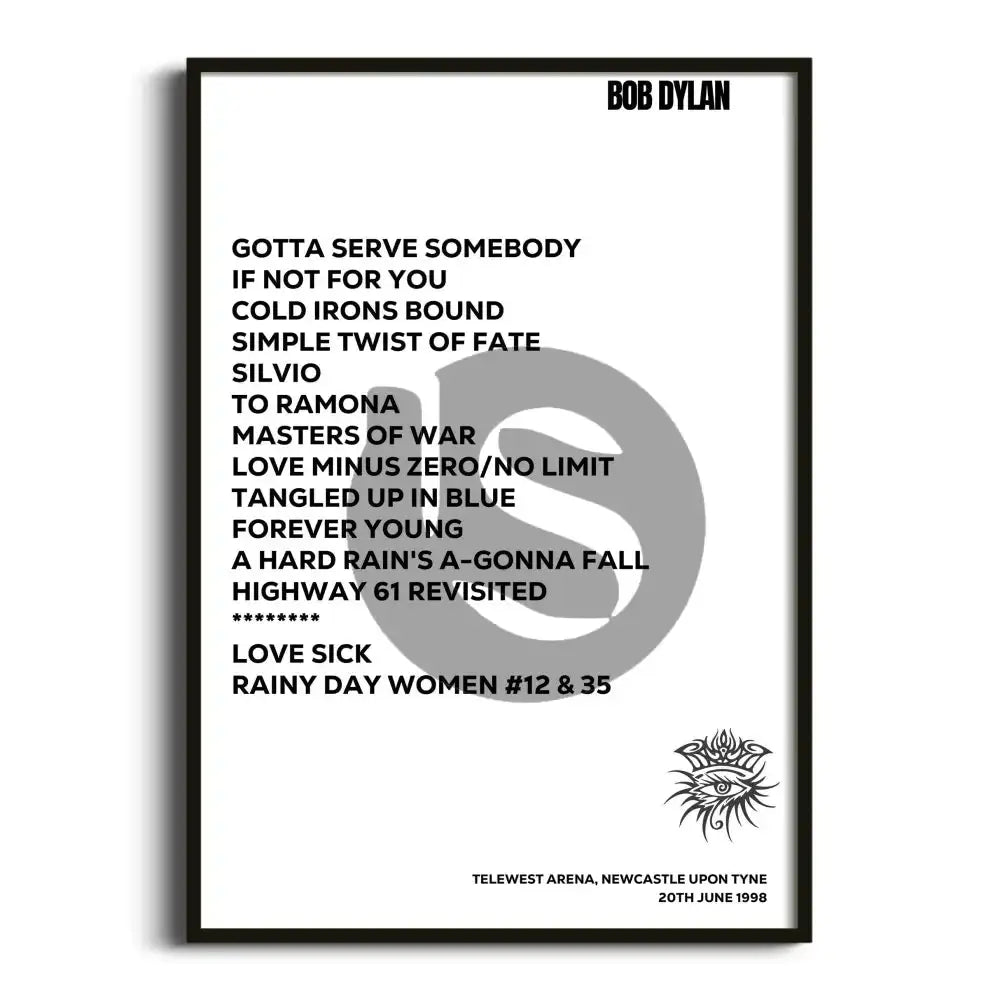 Bob Dylan Newcastle upon Tyne 20th June 1998 - Gig Setlist - Setlist