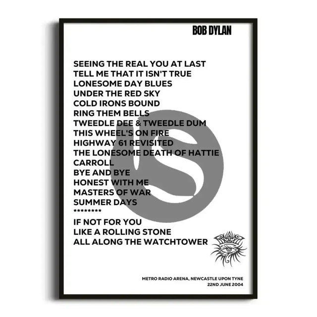 Bob Dylan Newcastle upon Tyne 22nd June 2004 - Gig Setlist - Setlist