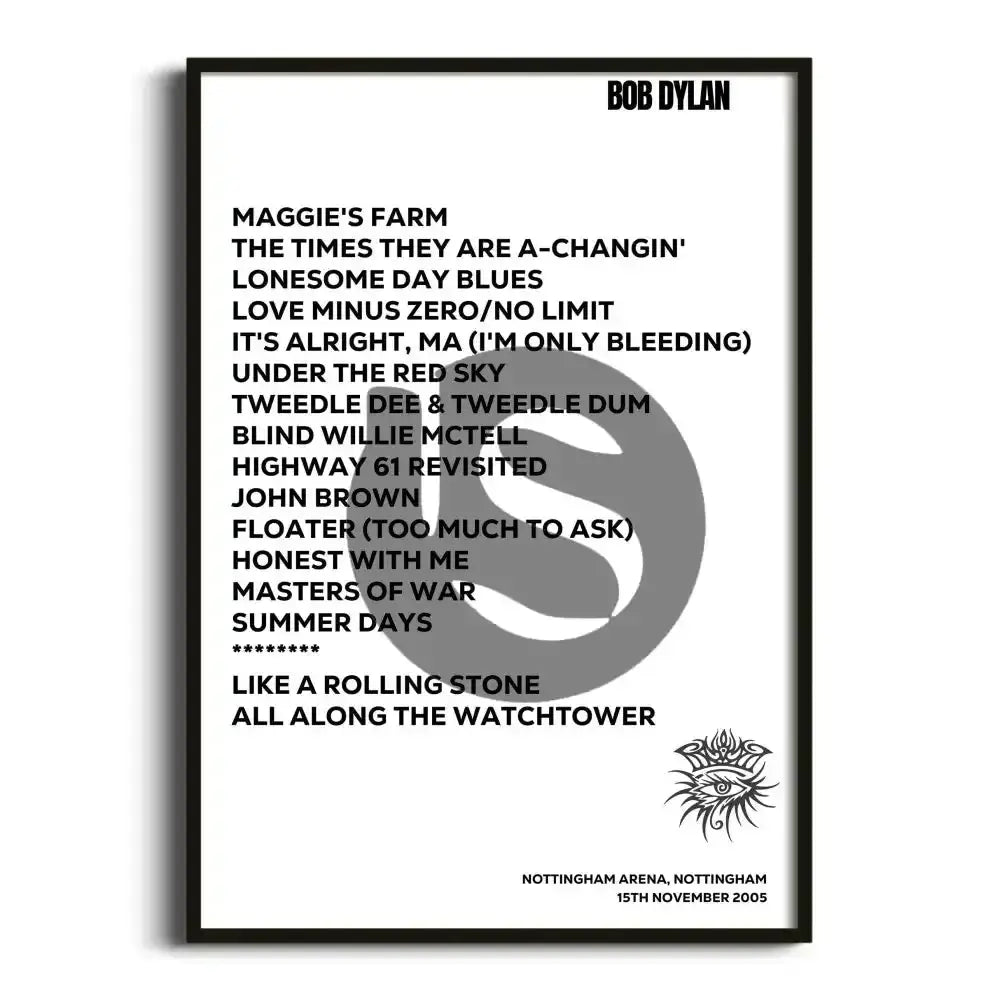 Bob Dylan Nottingham 15th November 2005 - Gig Setlist - Setlist