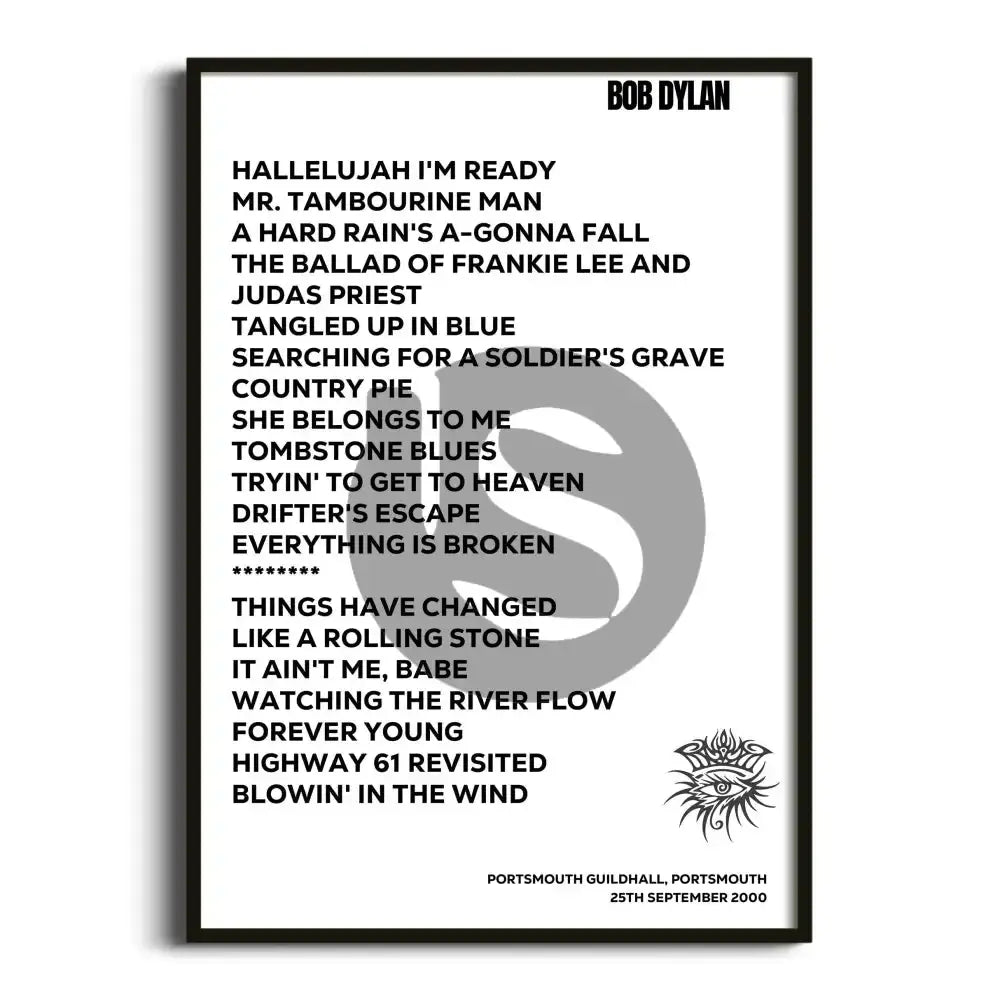 Bob Dylan Portsmouth 25th September 2000 - Gig Setlist - Setlist