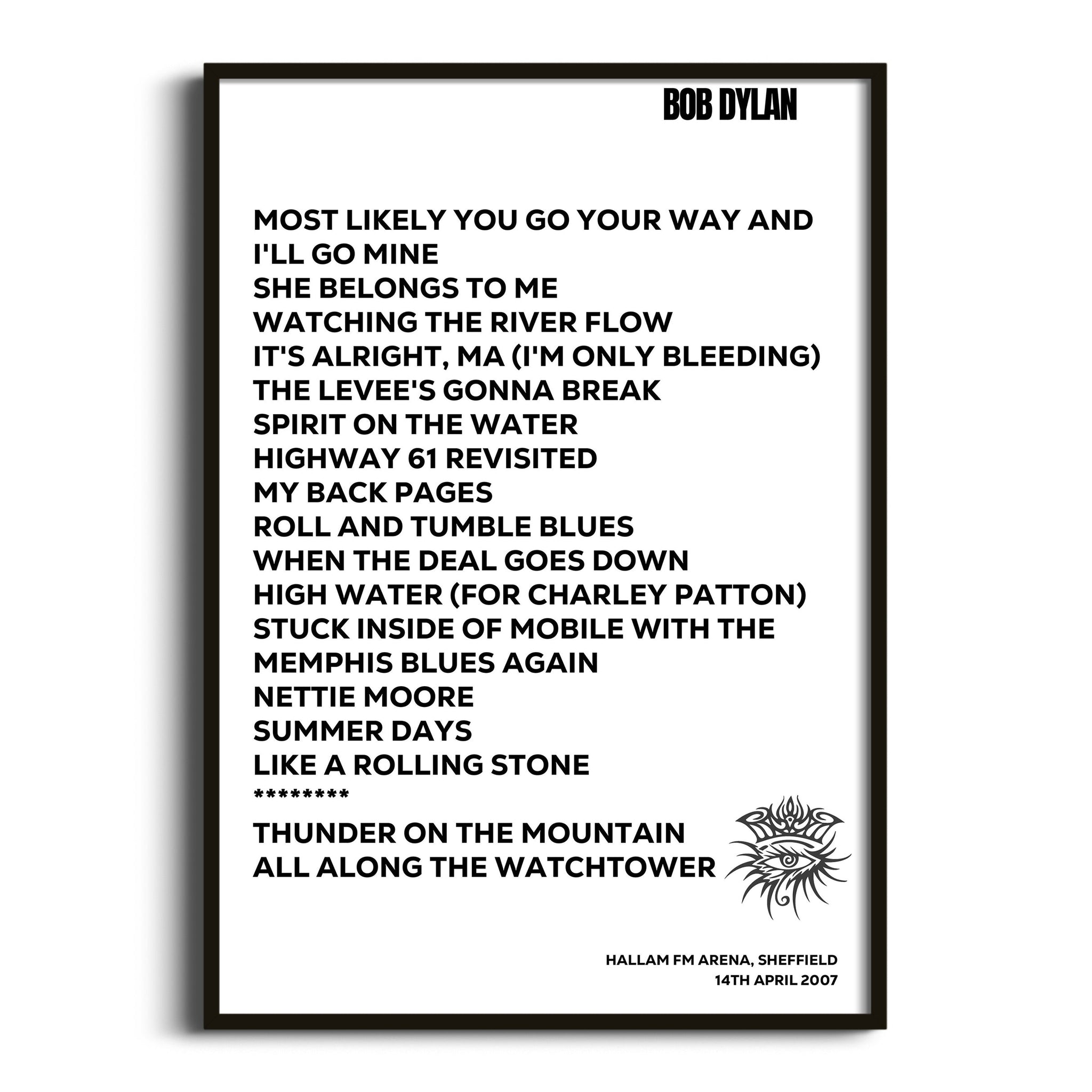 Bob Dylan Sheffield 14th April 2007 - Gig Setlist - Setlist