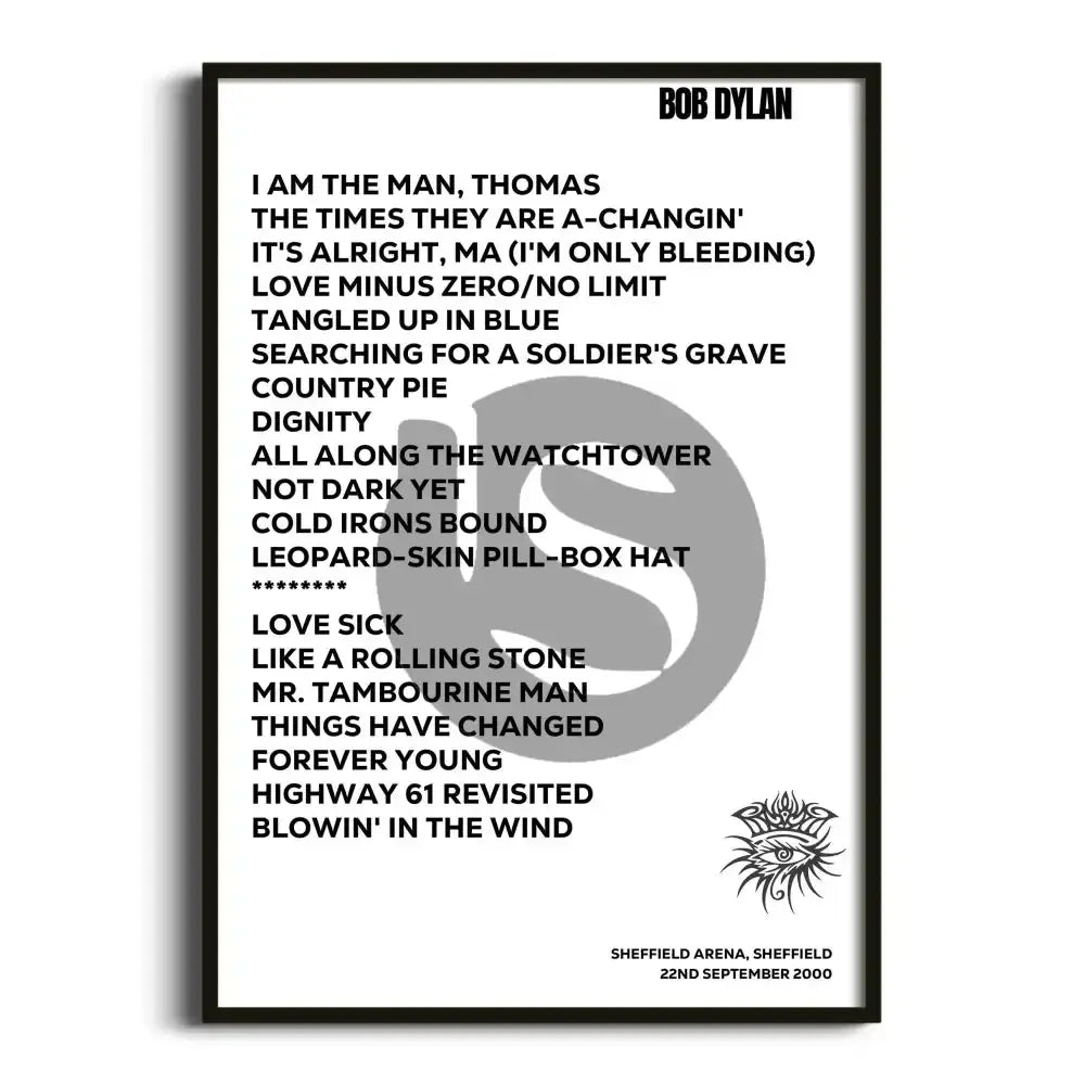 Bob Dylan Sheffield 22nd September 2000 - Gig Setlist - Setlist