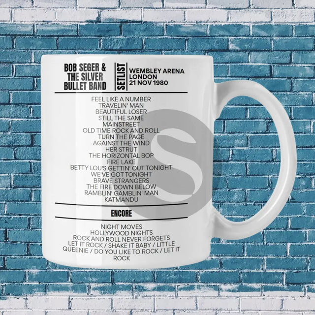 Bob Seger Wembley Arena November 1980 Replica Setlist Mug - Setlist