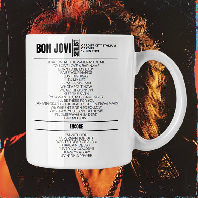 Bon Jovi Cardiff June 12, 2013 Replica Setlist Mug - Setlist