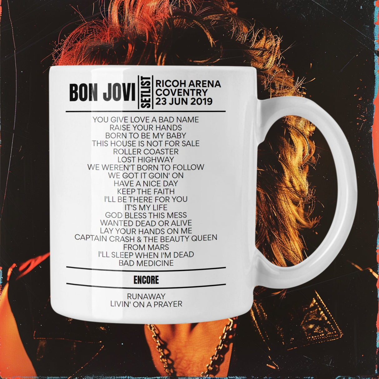 Bon Jovi Coventry June 23, 2019 Replica Setlist Mug - Setlist