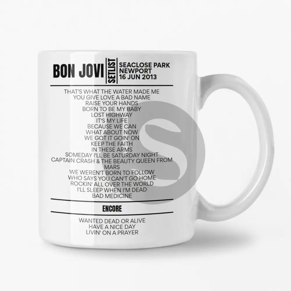 Bon Jovi Isle Of Wight 2013 Setlist Mug - Setlist