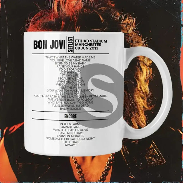 Bon Jovi Manchester June 08, 2013 Replica Setlist Mug - Setlist