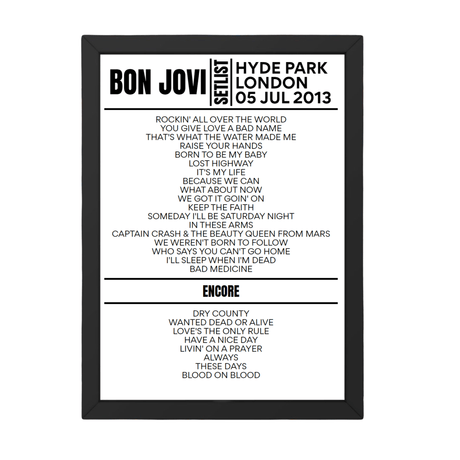 Bon Jovi Setlist 05-07-2013-London - Setlist