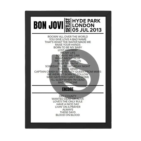 Bon Jovi Setlist 05 - 07 - 2013 - London - Setlist