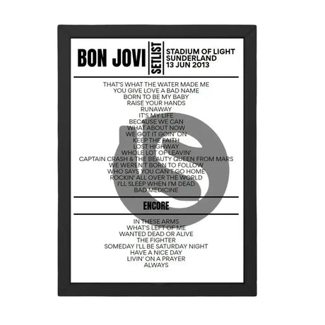 Bon Jovi Setlist 13 - 06 - 2013 - Sunderland - Setlist