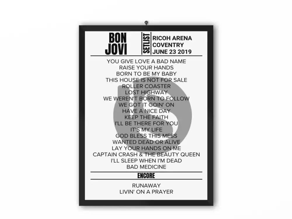 Bon Jovi Setlist Coventry June 23 2019 - Setlist