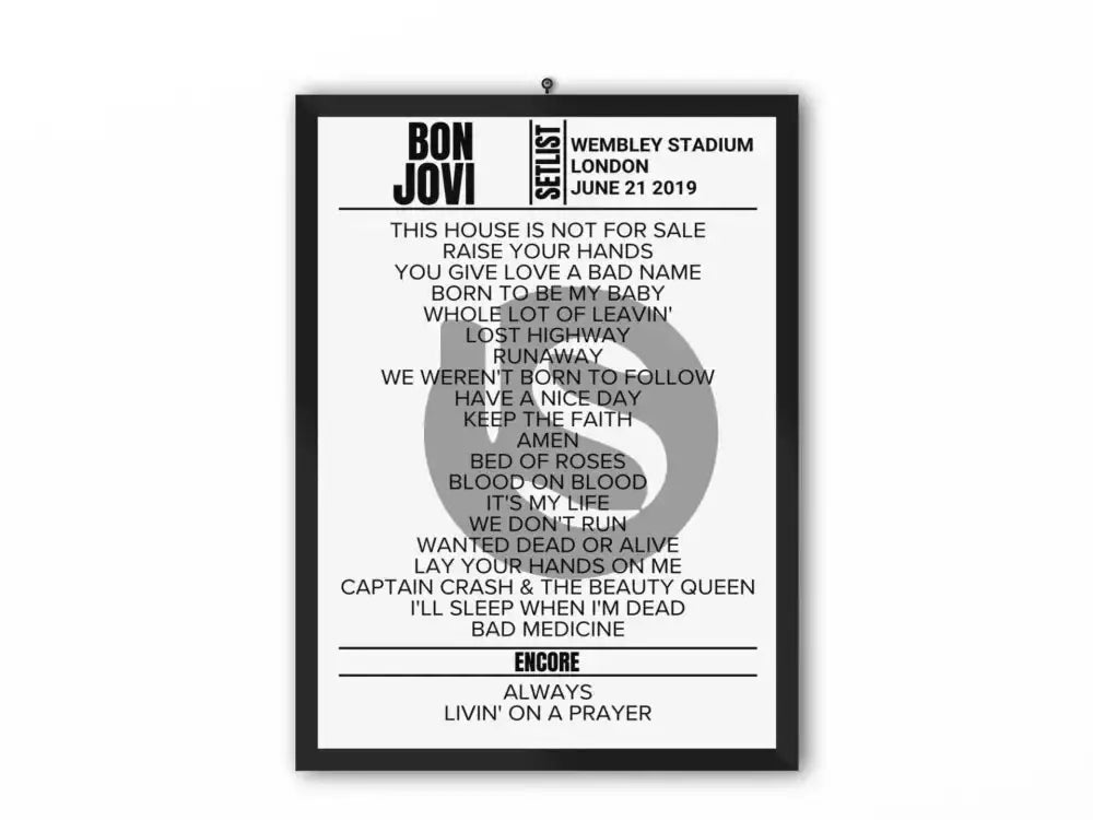 Bon Jovi Setlist London June 21 2019 - Setlist