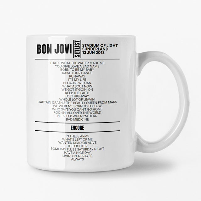 Bon Jovi Sunderland June 2013 Setlist Mug - Setlist