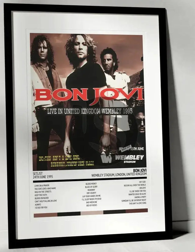 Bon Jovi These Days Wembley Stadium London 24th June 1995 - Setlist Tour Poster - Setlist