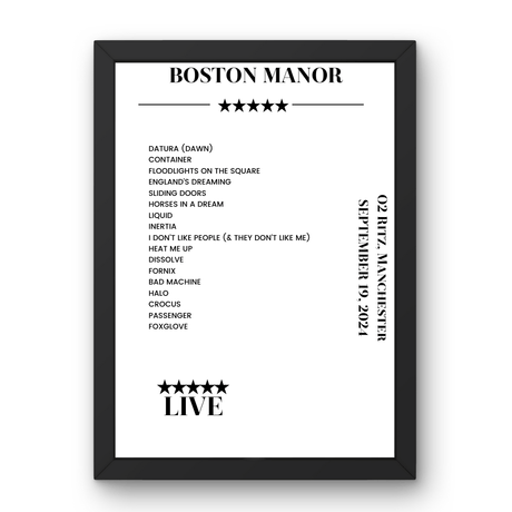 Boston Manor September 19, 2024 O2 Ritz Manchester Setlist Poster - Setlist