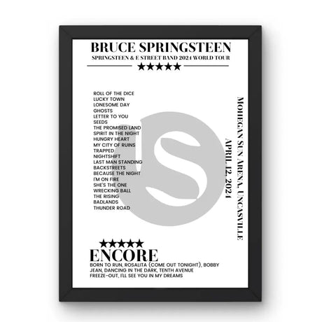 Bruce Springsteen April 12, 2024 Mohegan Sun Arena Uncasville Setlist Poster - Setlist