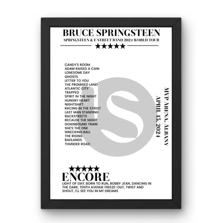 Bruce Springsteen April 15, 2024 MVP Arena Albany Setlist Poster - Setlist