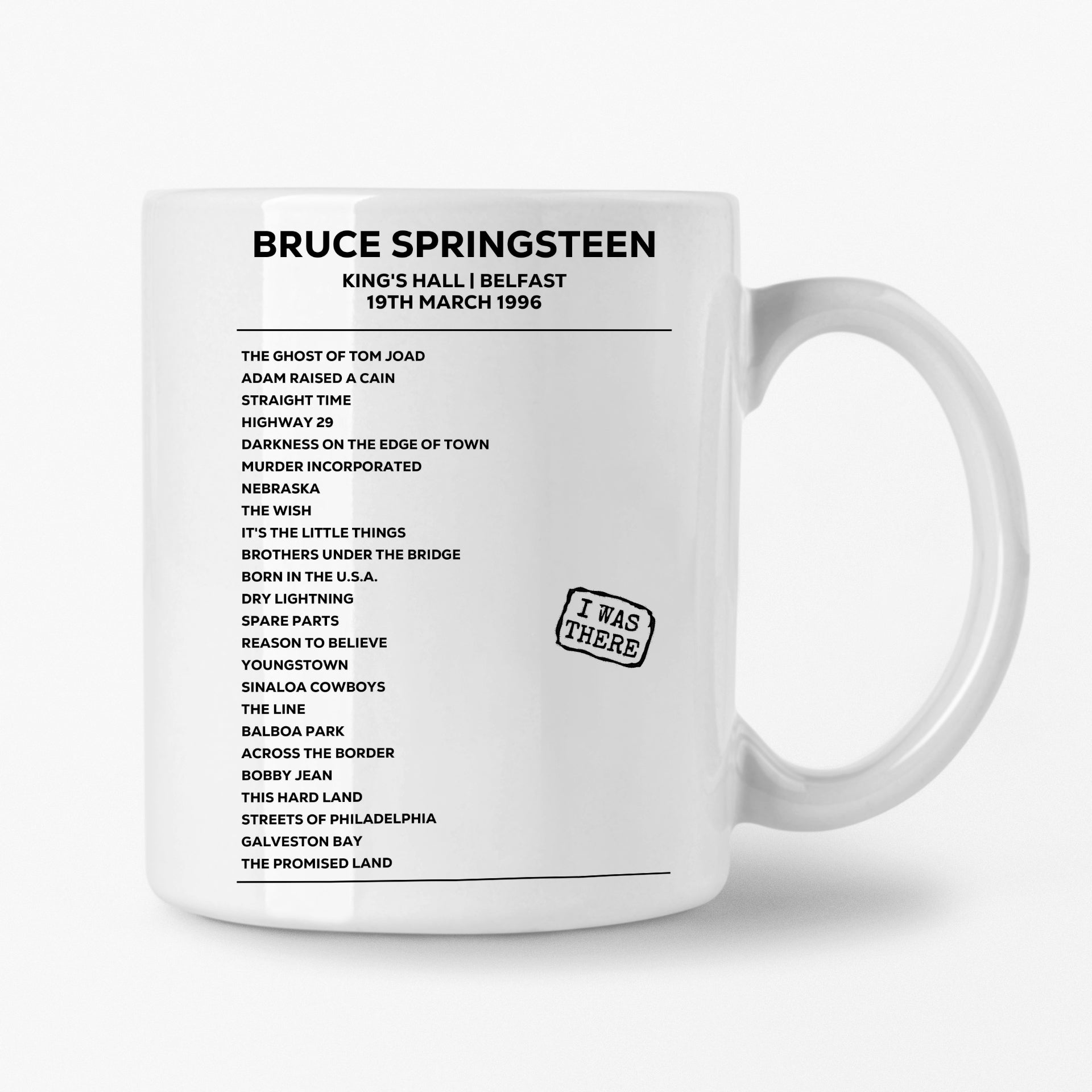 Bruce Springsteen Belfast 19th March 1996 Setlist Mug - Setlist