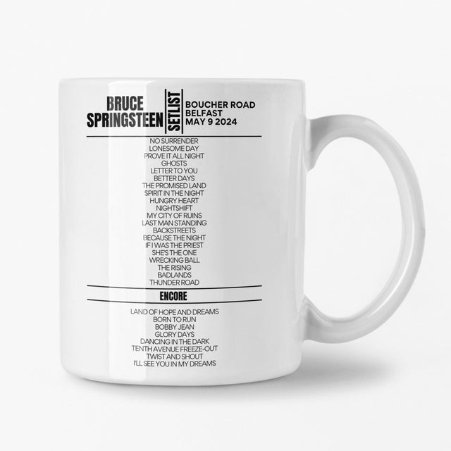 Bruce Springsteen Belfast May 9 2024 Replica Setlist Mug - Setlist