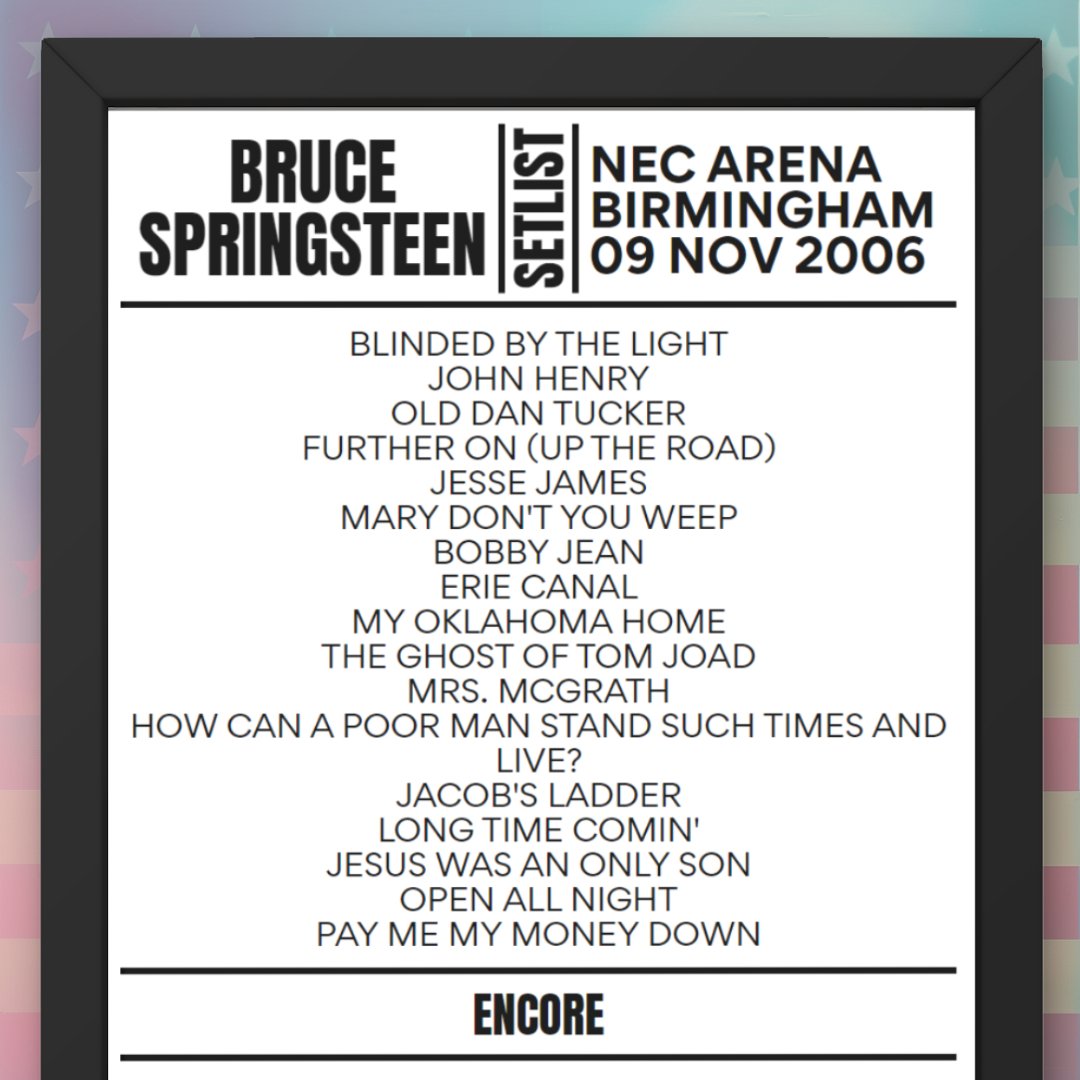 Bruce Springsteen Birmingham 09 November 2006 Replica Setlist - Setlist