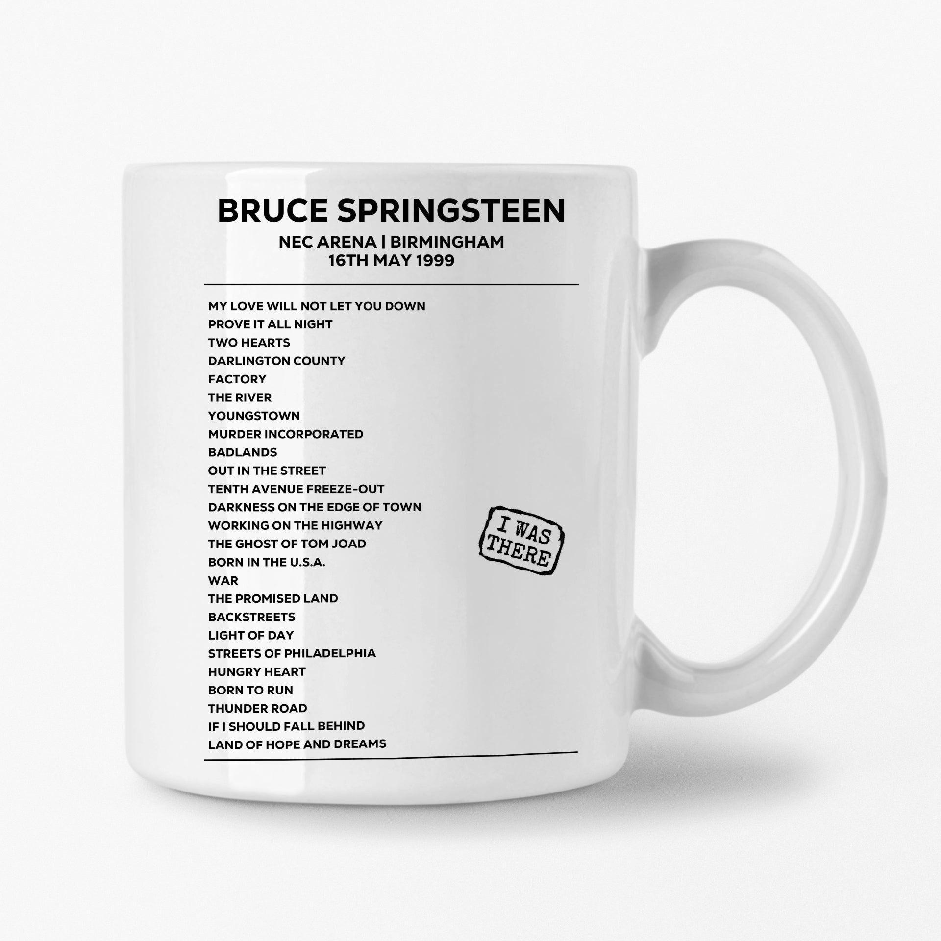 Bruce Springsteen Birmingham 16th May 1999 Setlist Mug - Setlist