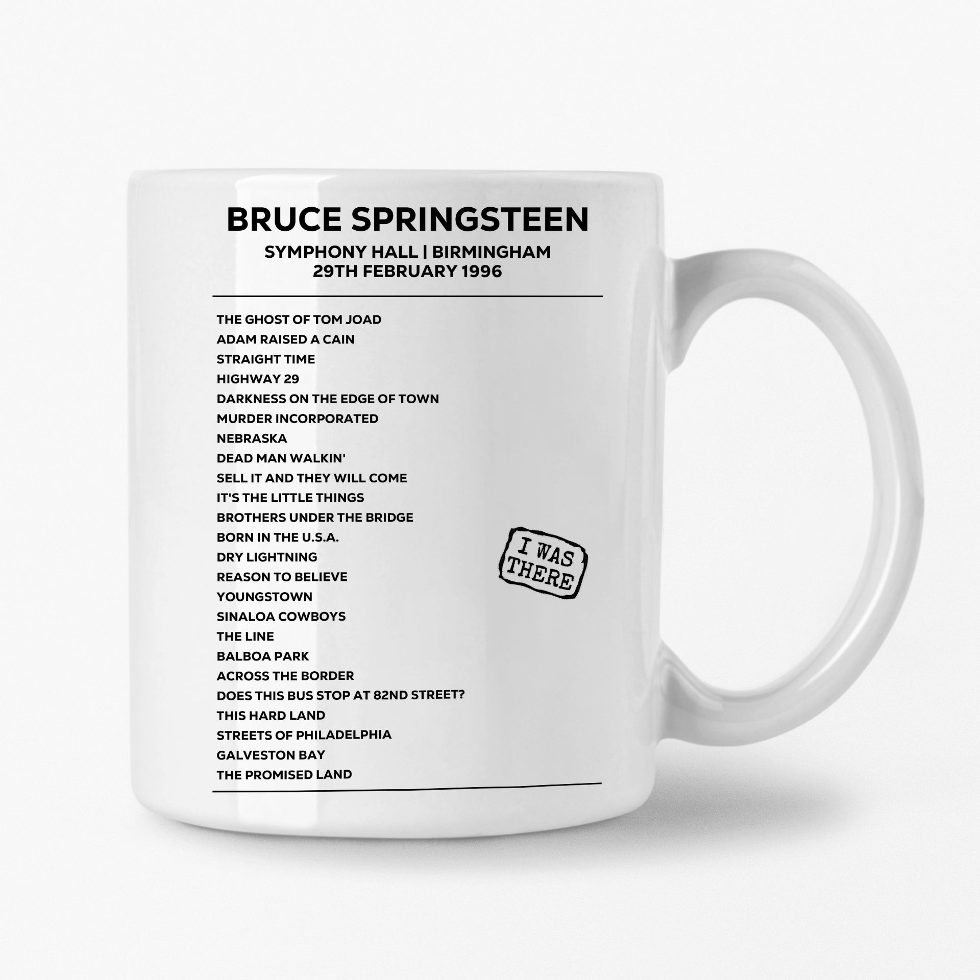 Bruce Springsteen Birmingham 29th February 1996 Setlist Mug - Setlist