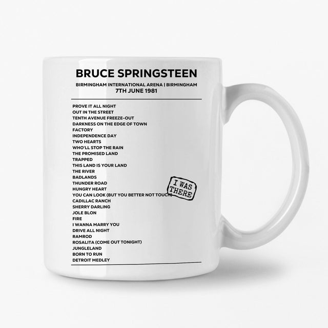 Bruce Springsteen Birmingham 7th June 1981 Setlist Mug - Setlist