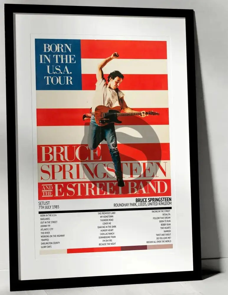 Bruce Springsteen Born in the U.S.A. Roundhay Park Leeds 7th July 1985 - Setlist Tour Poster - Setlist