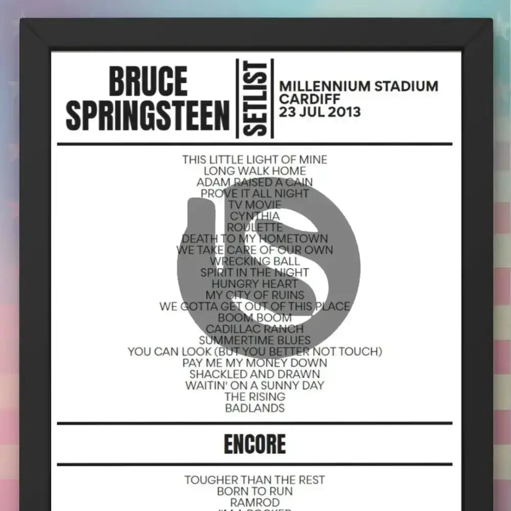 Bruce Springsteen Cardiff 23 July 2013 Replica Setlist - Setlist