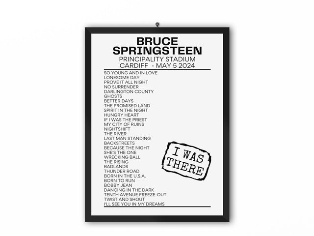 Bruce Springsteen Cardiff May 5 2024 Replica Setlist - I Was There - Setlist