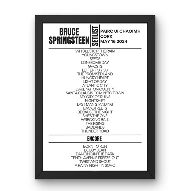 Bruce Springsteen Cork May 2024 Replica Setlist - Setlist