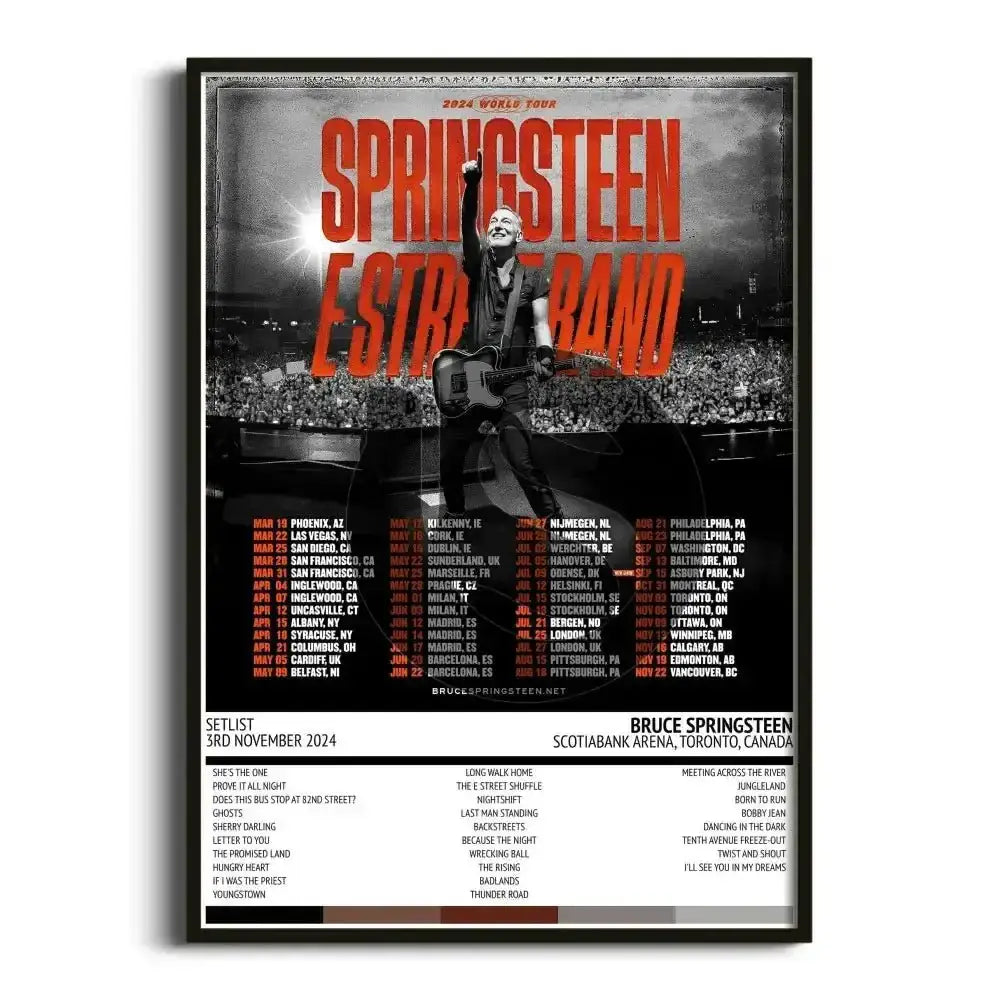 Bruce Springsteen Springsteen & E Street Band 2024 World Tour Tour Posters - Setlist