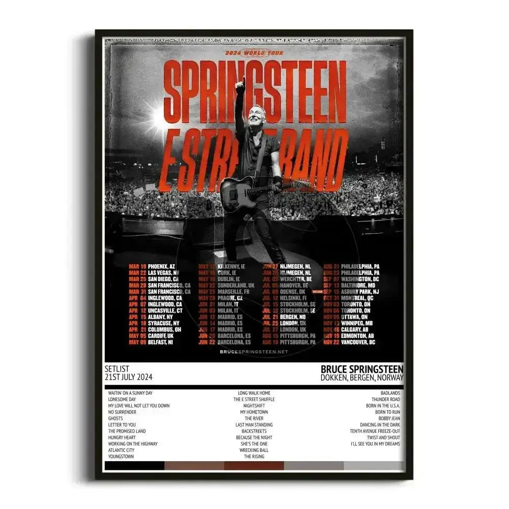 Bruce Springsteen Springsteen & E Street Band 2024 World Tour Tour Posters - Setlist