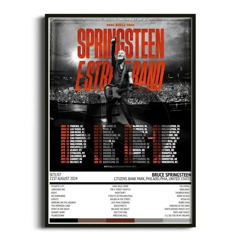 Bruce Springsteen Springsteen & E Street Band 2024 World Tour Tour Posters - Setlist