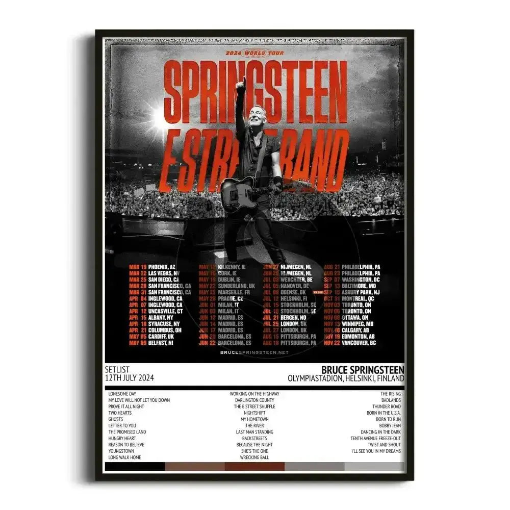 Bruce Springsteen Springsteen & E Street Band 2024 World Tour Tour Posters - Setlist