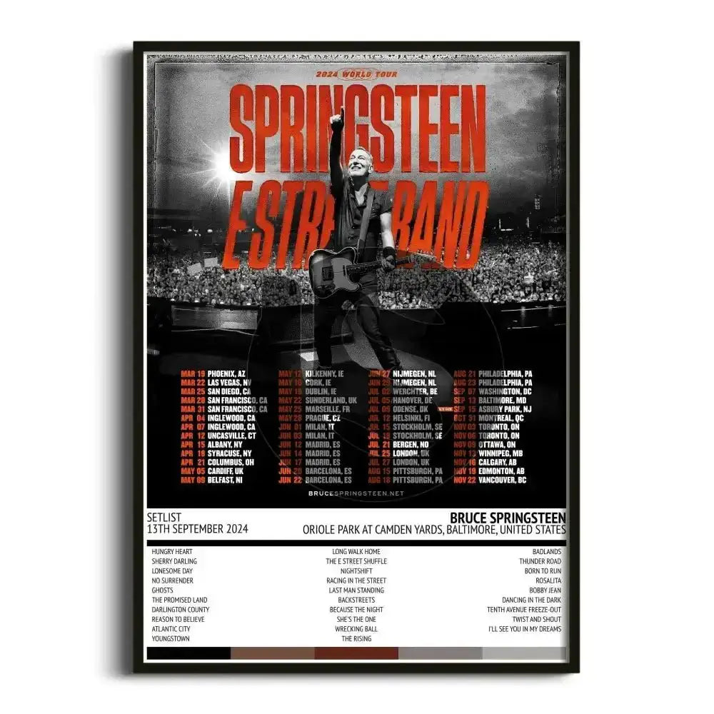 Bruce Springsteen Springsteen & E Street Band 2024 World Tour Tour Posters - Setlist